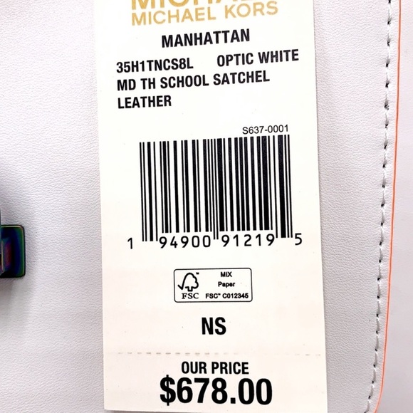 MICHAEL KORS
Manhattan Medium Contrast-Trim Leather Satchel OPTIC WHITE COLOR - Picture 16 of 16